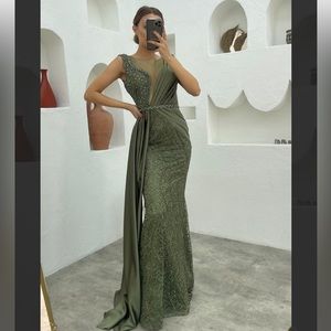 Olive green formal dress